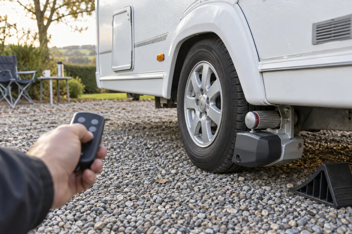 Karavan tekerleğinde elektrikli mover sistemi ve kumandası